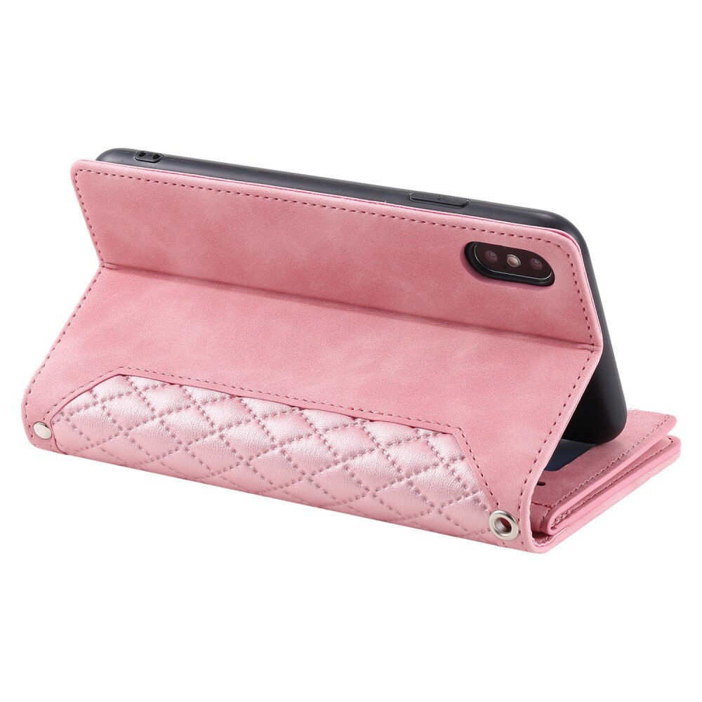 Funda acolchada tipo billetera iPhone X/XS Rosado