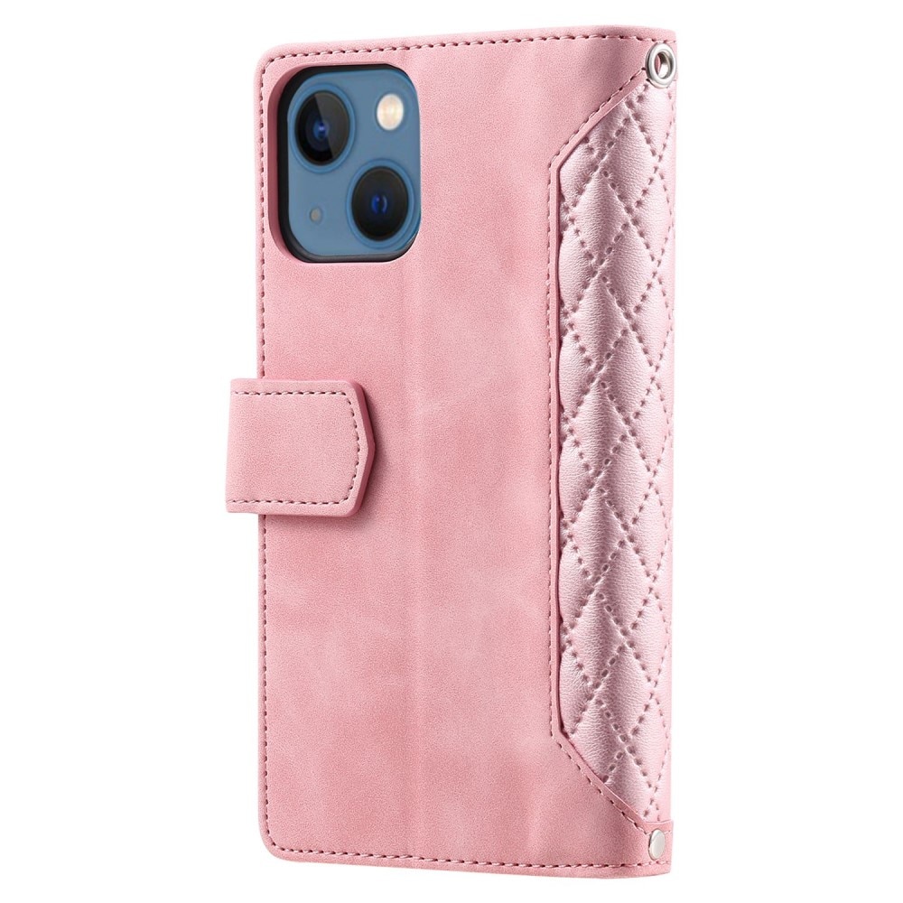 Funda acolchada tipo billetera iPhone 13 Rosado