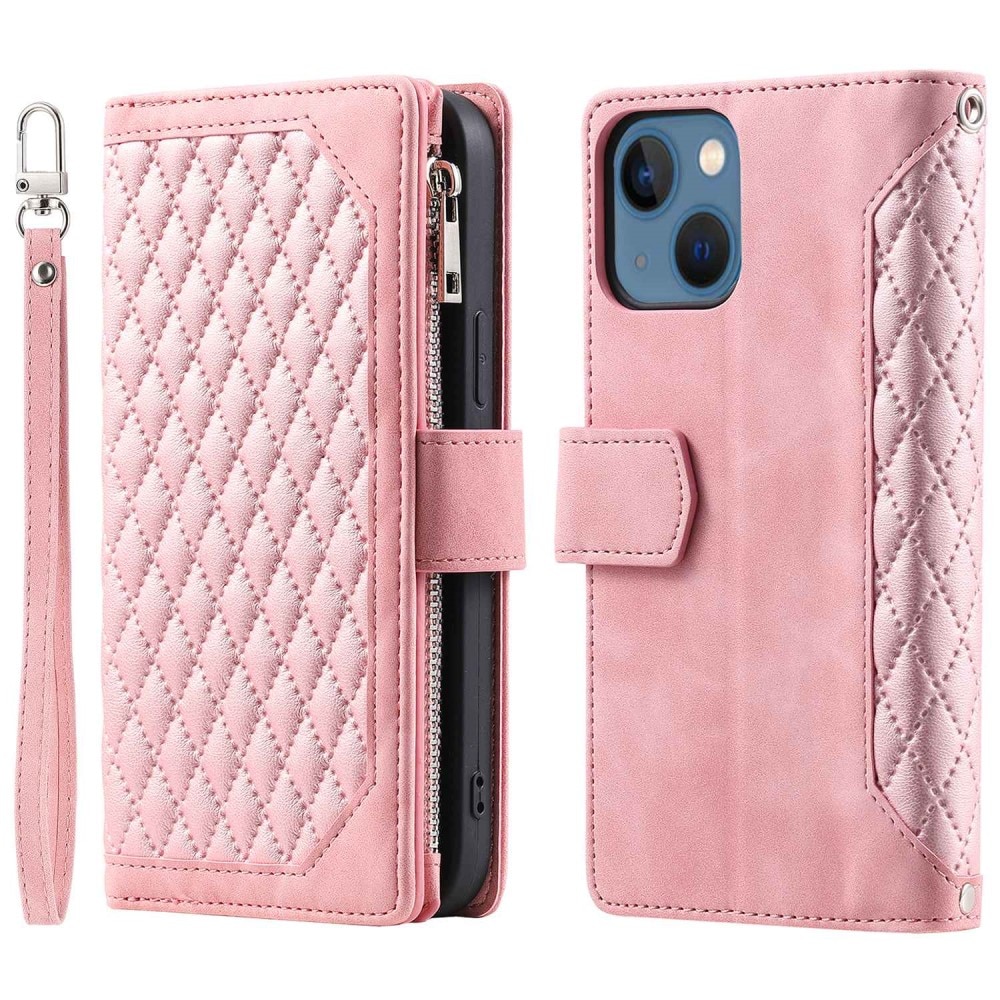 Funda acolchada tipo billetera iPhone 13 Rosado