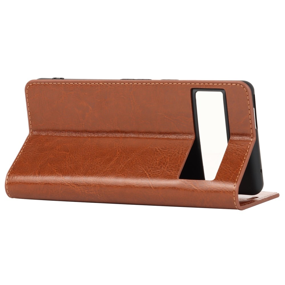 Funda cartera de cuero genuino Google Pixel 7 Pro Marrón