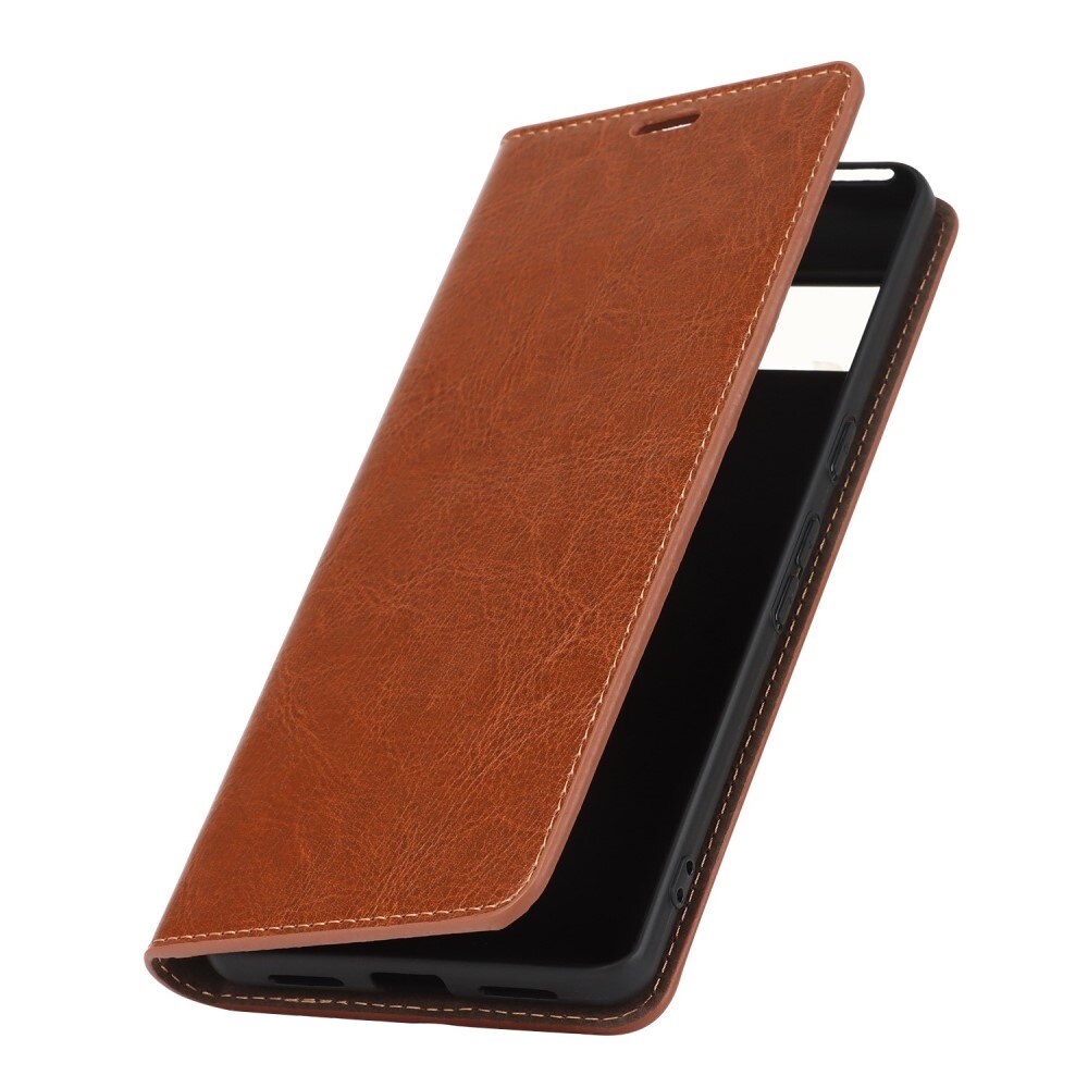 Funda cartera de cuero genuino Google Pixel 7 Pro Marrón