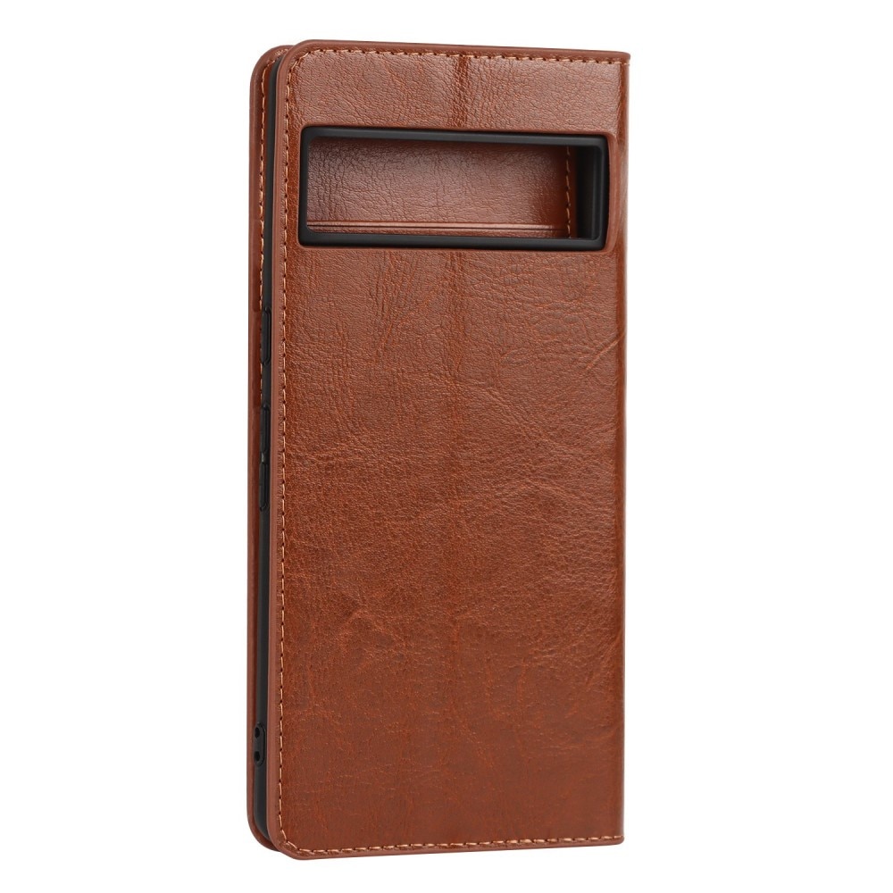 Funda cartera de cuero genuino Google Pixel 7 Pro Marrón