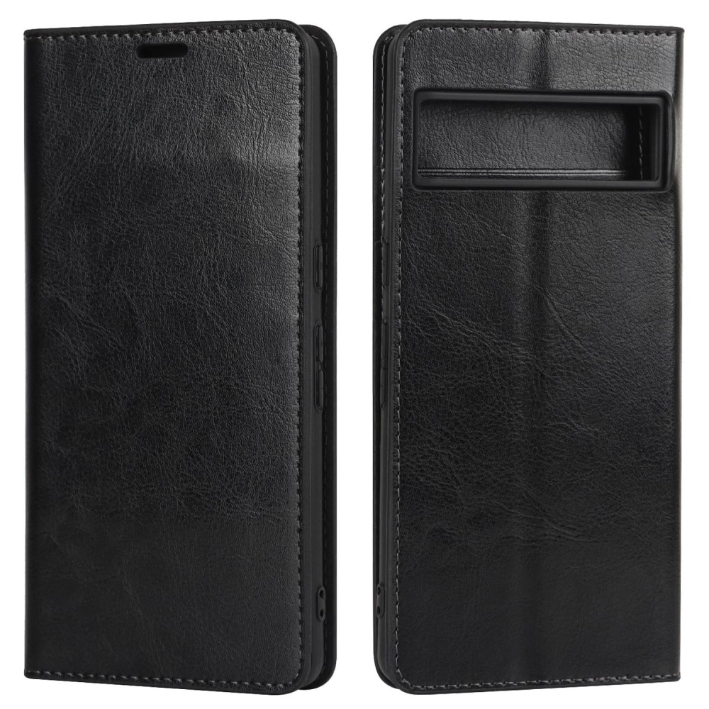 Funda cartera de cuero genuino Google Pixel 7 Pro Negro