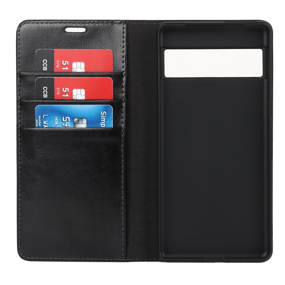 Funda cartera de cuero genuino Google Pixel 7 Pro Negro