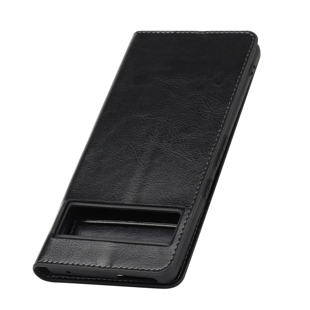 Funda cartera de cuero genuino Google Pixel 7 Pro negro