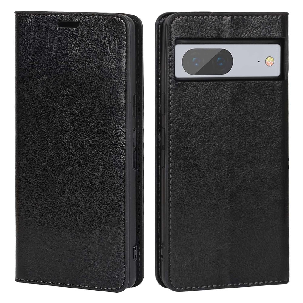 Funda cartera de cuero genuino Google Pixel 7 negro