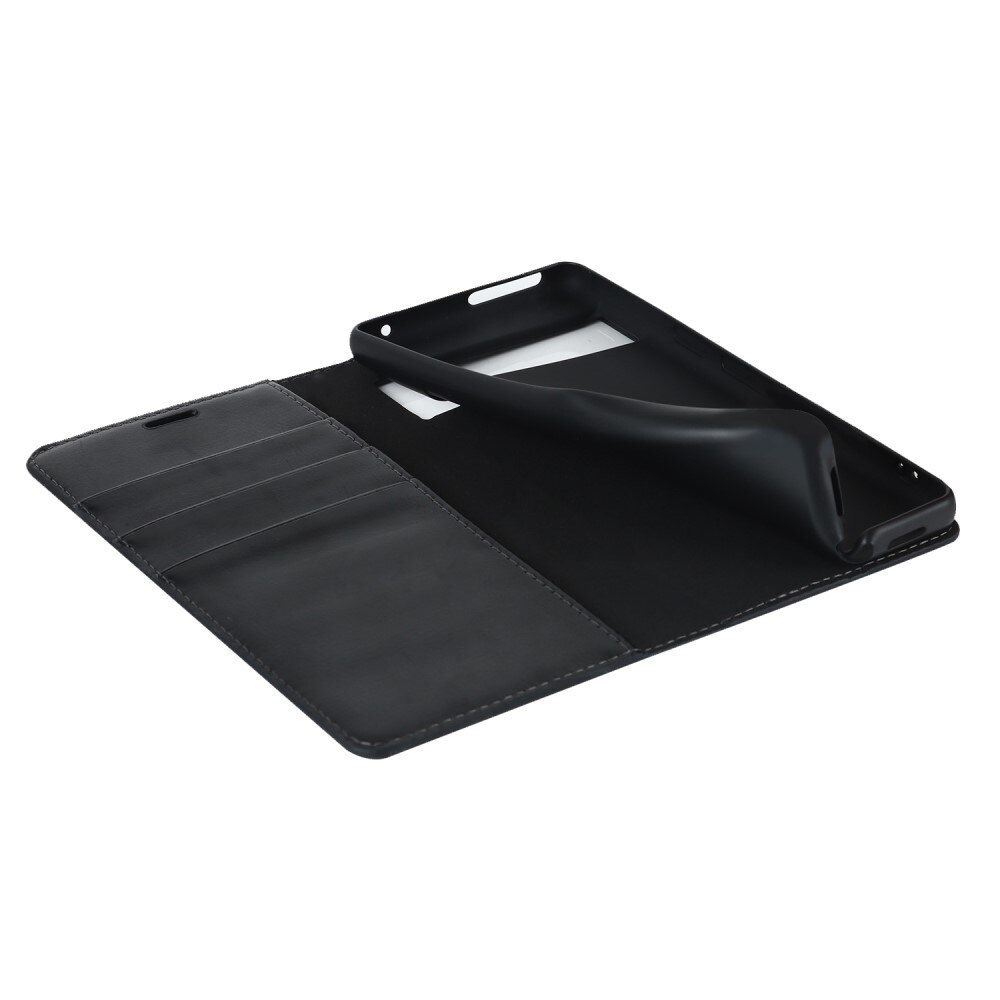 Funda cartera de cuero genuino Google Pixel 7 Negro