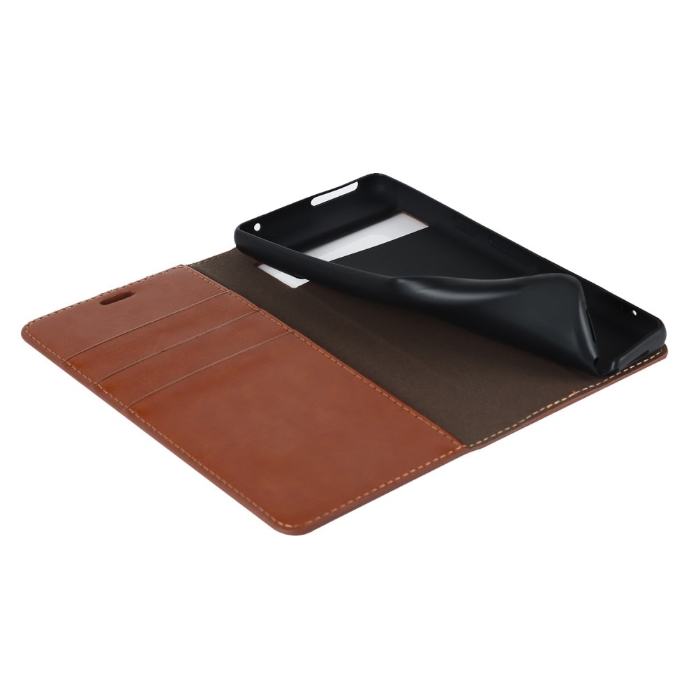 Funda cartera de cuero genuino Google Pixel 7 Marrón