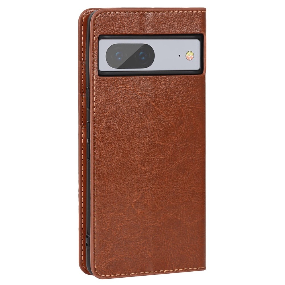 Funda cartera de cuero genuino Google Pixel 7 marrón