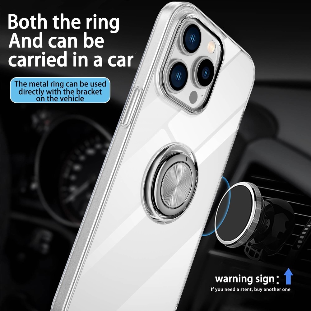 Funda TPU Finger Ring Kickstand iPhone 14 Pro Transparente