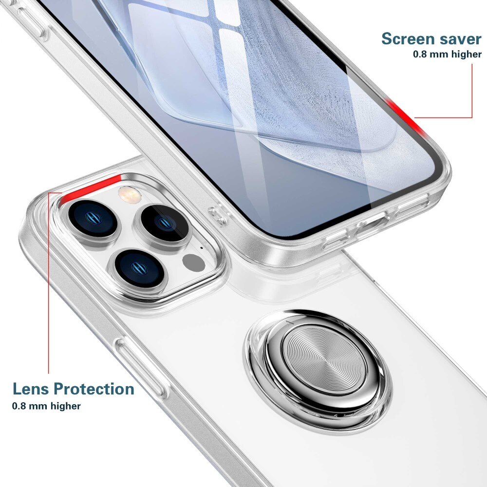 Funda TPU Finger Ring Kickstand iPhone 14 Pro Transparente