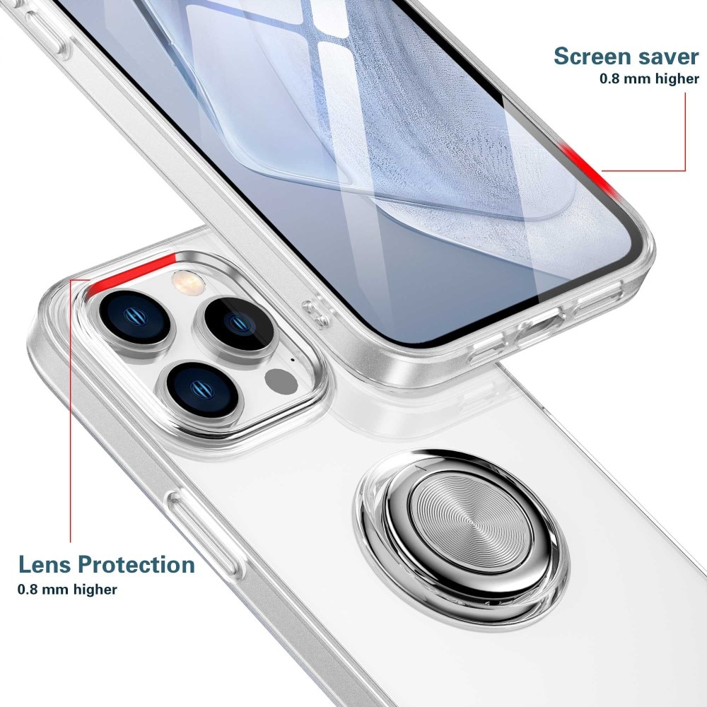 Funda TPU Finger Ring Kickstand iPhone 14 Pro Max Transparente