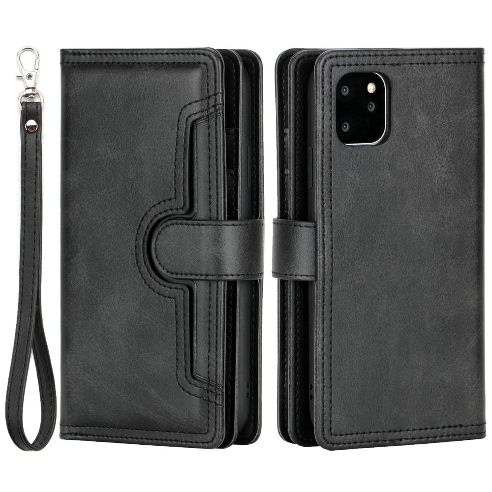 Multi-Slot tipo cartera de cuero iPhone 14 Negro