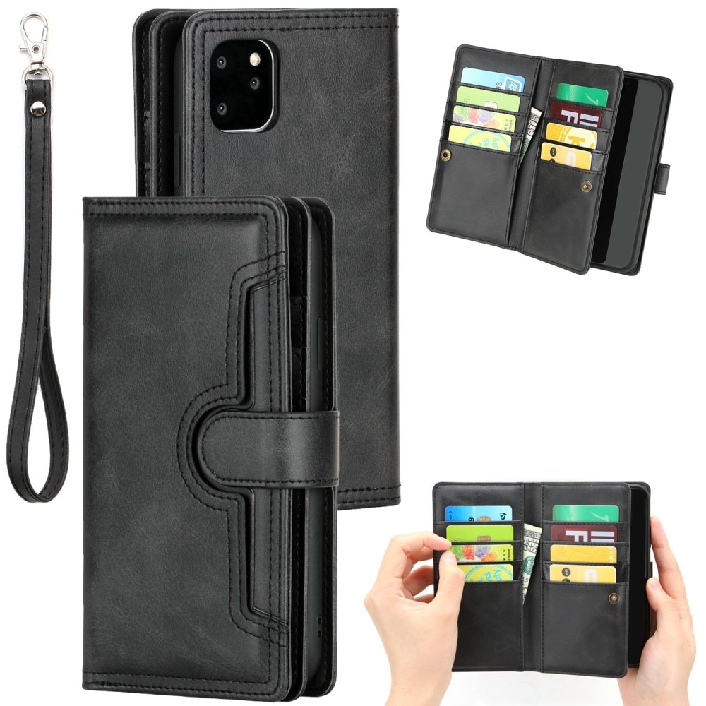 Multi-Slot tipo cartera de cuero iPhone 14 Negro