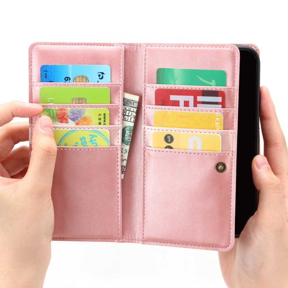 Multi-Slot tipo cartera de cuero iPhone 14 Rosado