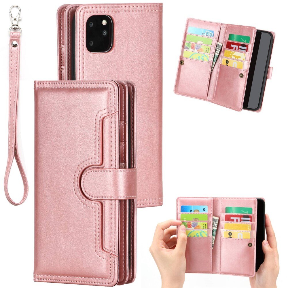 Multi-Slot tipo cartera de cuero iPhone 14 Rosado