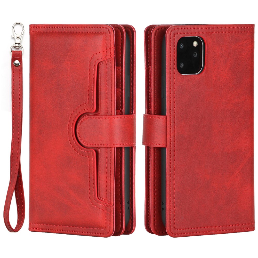 Multi-Slot tipo cartera de cuero iPhone 14 Rojo