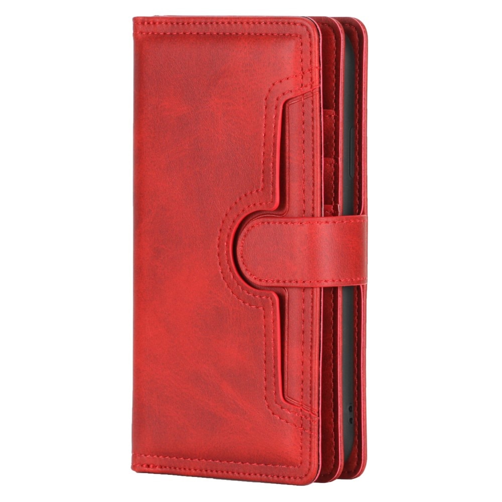 Multi-Slot tipo cartera de cuero iPhone 14 Rojo