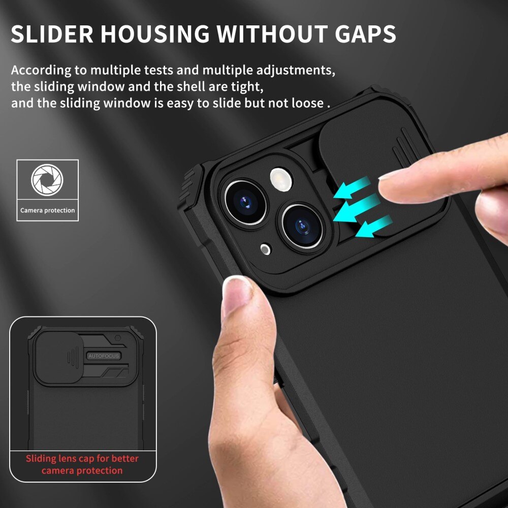 Funda Kickstand con Protector Cámara Apple iPhone 14 Plus Negro
