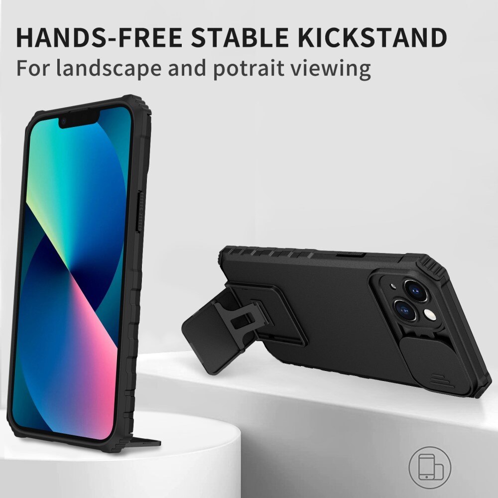 Funda Kickstand con Protector Cámara Apple iPhone 14 Plus Negro
