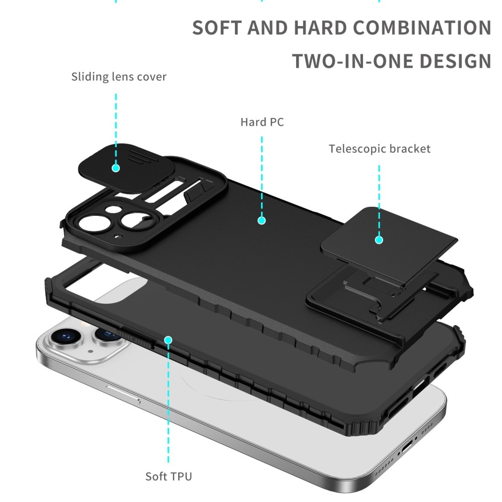 Funda Kickstand con Protector Cámara Apple iPhone 14 Plus Negro