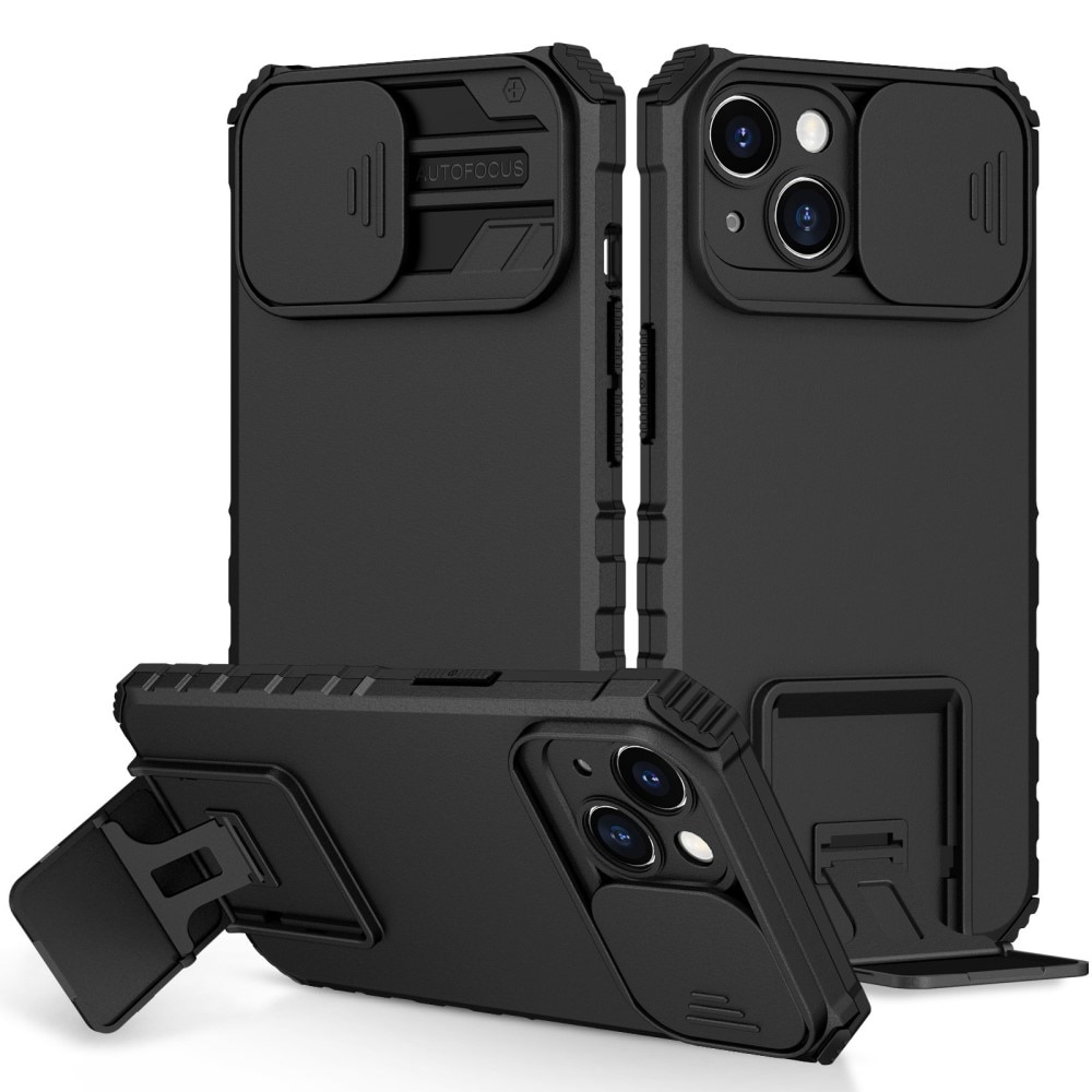 Funda Kickstand con Protector Cámara Apple iPhone 14 Negro
