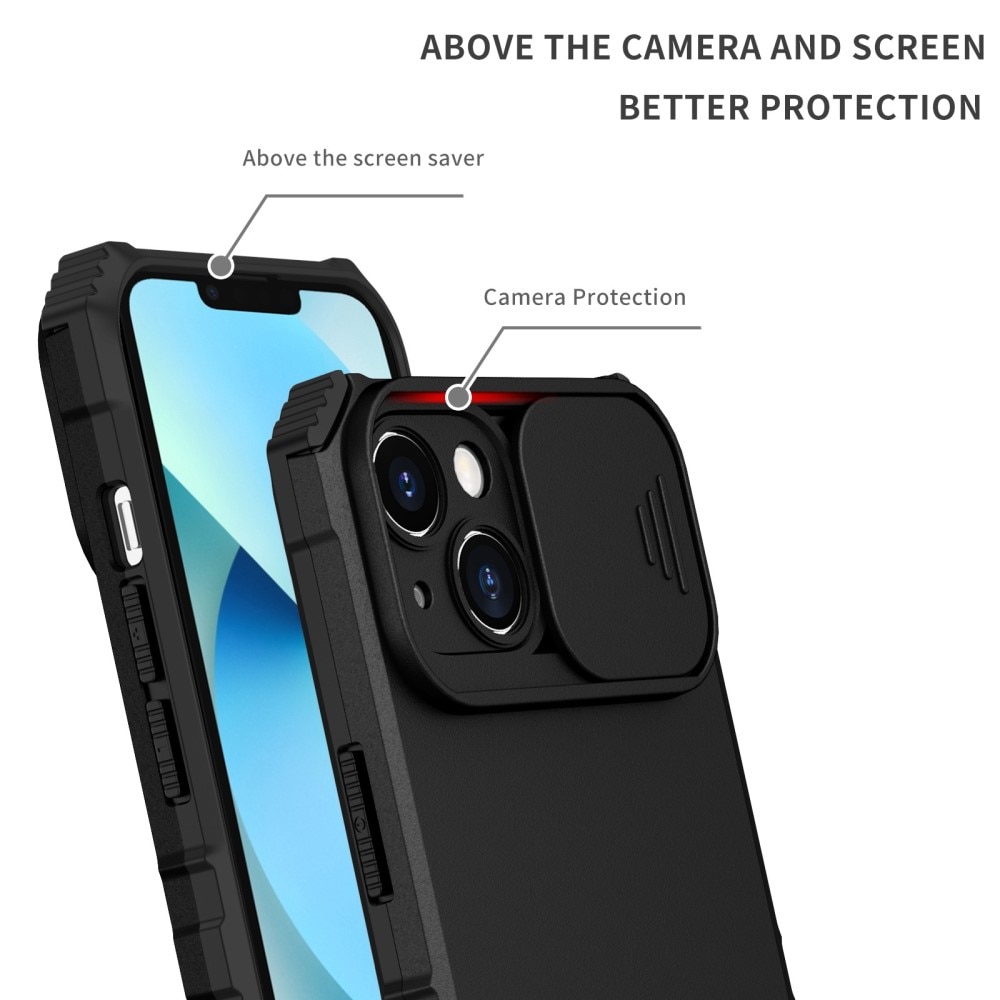 Funda Kickstand con Protector Cámara Apple iPhone 14 Negro