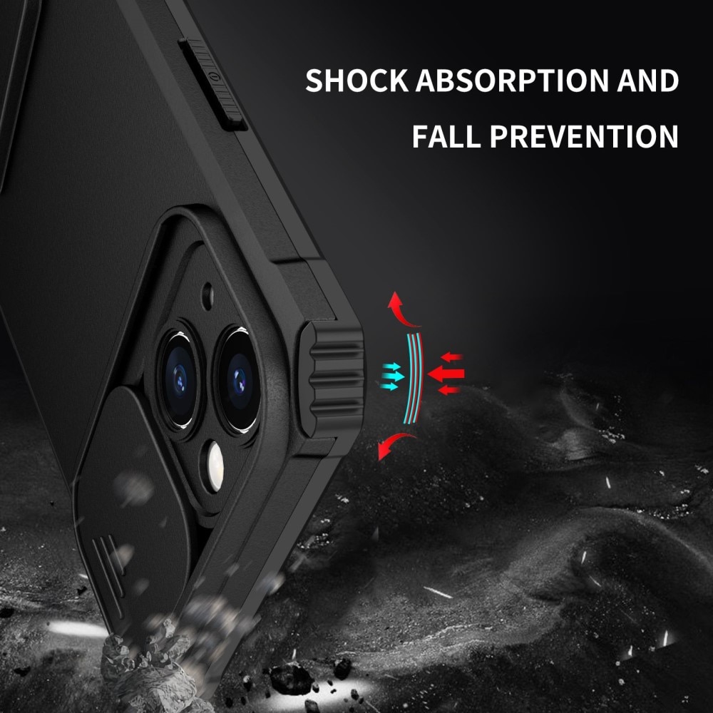 Funda Kickstand con Protector Cámara Apple iPhone 14 Negro