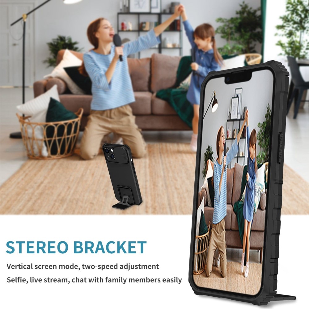 Funda Kickstand con Protector Cámara Apple iPhone 14 Negro