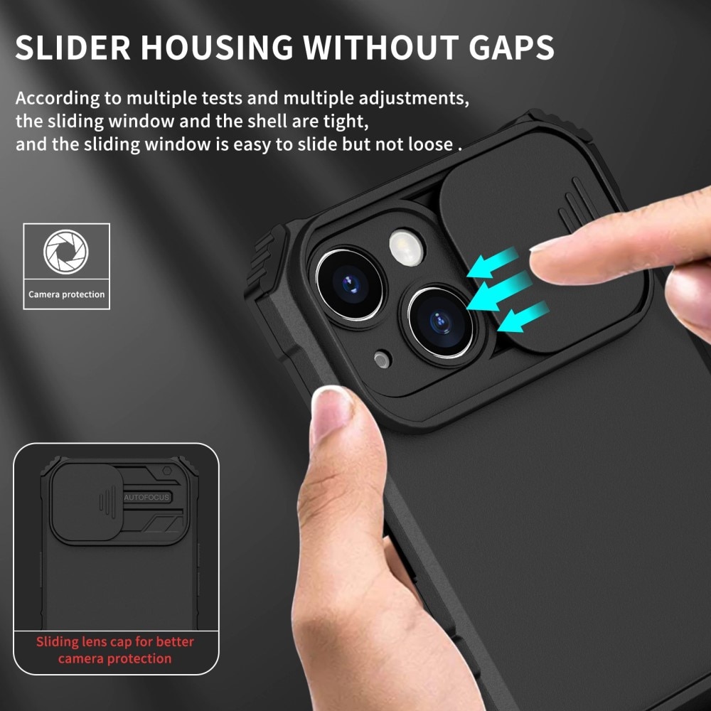 Funda Kickstand con Protector Cámara Apple iPhone 14 Negro