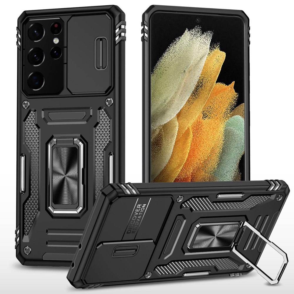 Funda híbrida Ring y Protector Cámara Samsung Galaxy S21 Ultra Negro