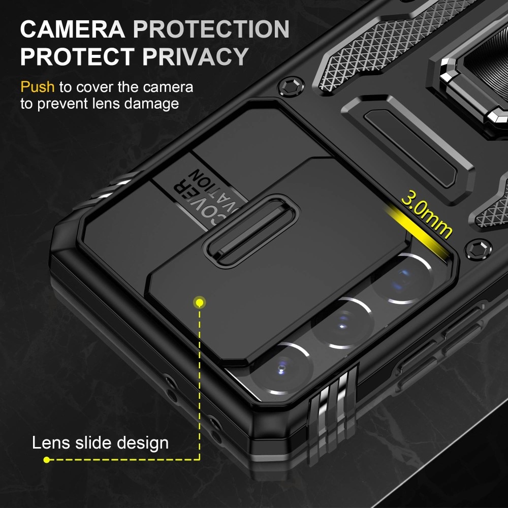 Funda híbrida Ring y Protector Cámara Samsung Galaxy S21 Ultra Negro