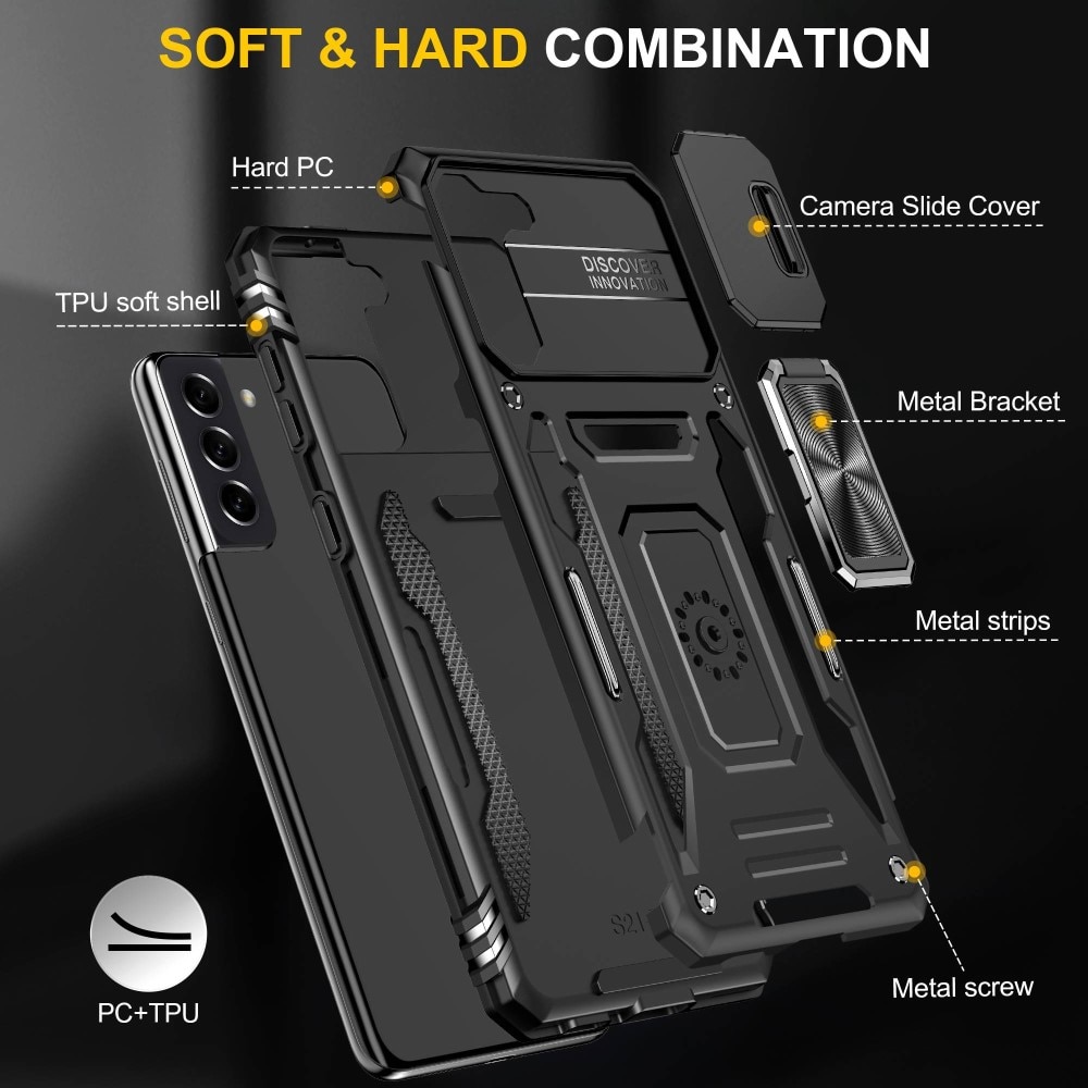 Funda híbrida Ring y Protector Cámara Samsung Galaxy S21 Negro