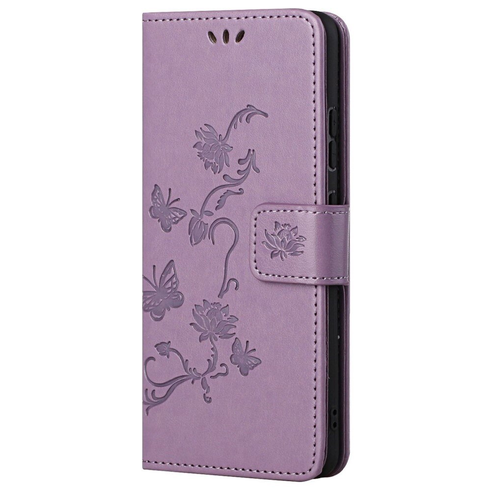 Funda de cuero con mariposas para Motorola Moto G62, violeta