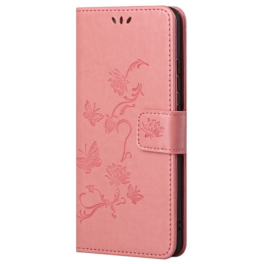 Funda de cuero con mariposas para Motorola Moto G62, rosado