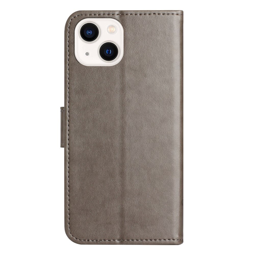 Funda de Cuero con Mariposas iPhone 14, Gris