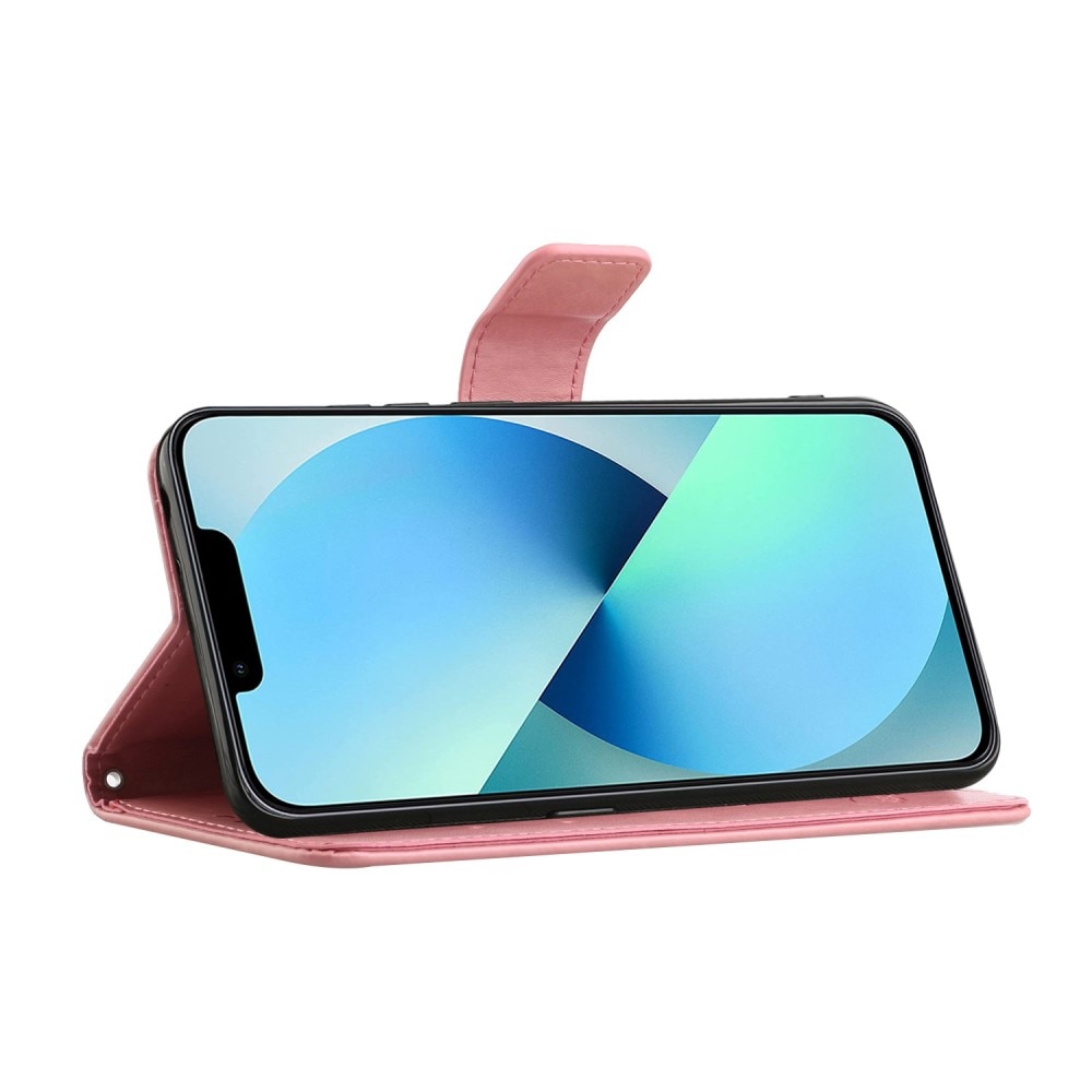 Funda de Cuero con Mariposas Apple iPhone 14, Rosa