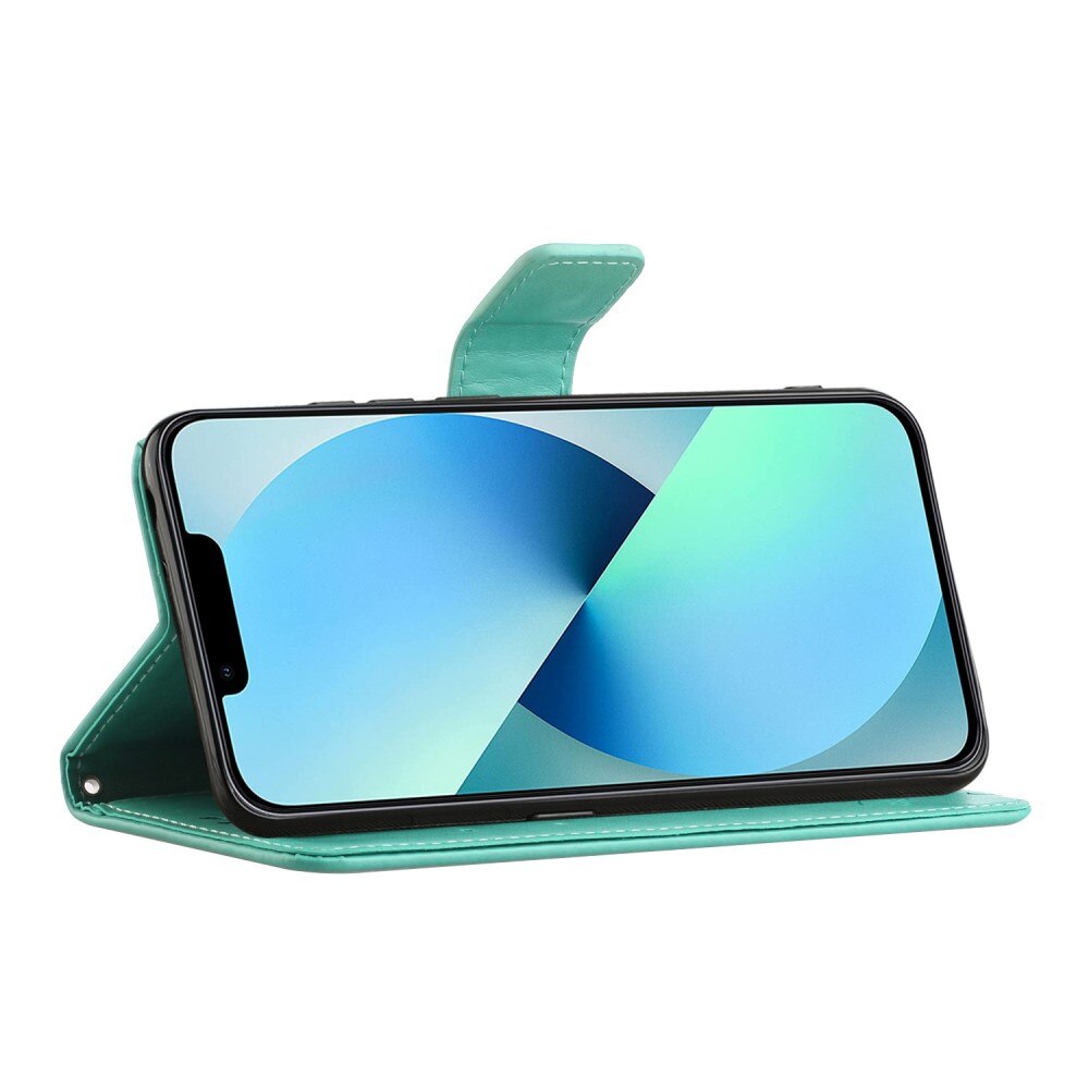 Funda de Cuero con Mariposas Apple iPhone 14, Verde