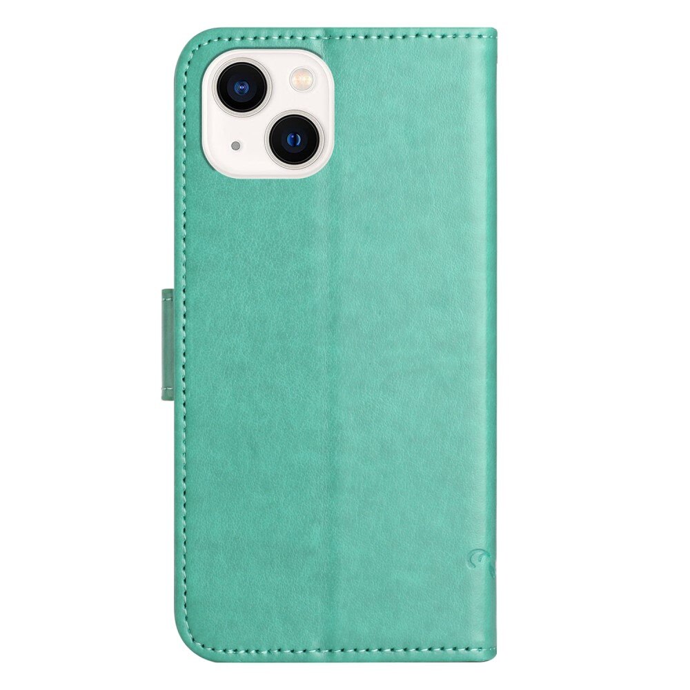 Funda de Cuero con Mariposas Apple iPhone 14, Verde