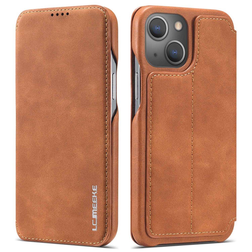 Funda delgada con solapa iPhone 14 Coñac