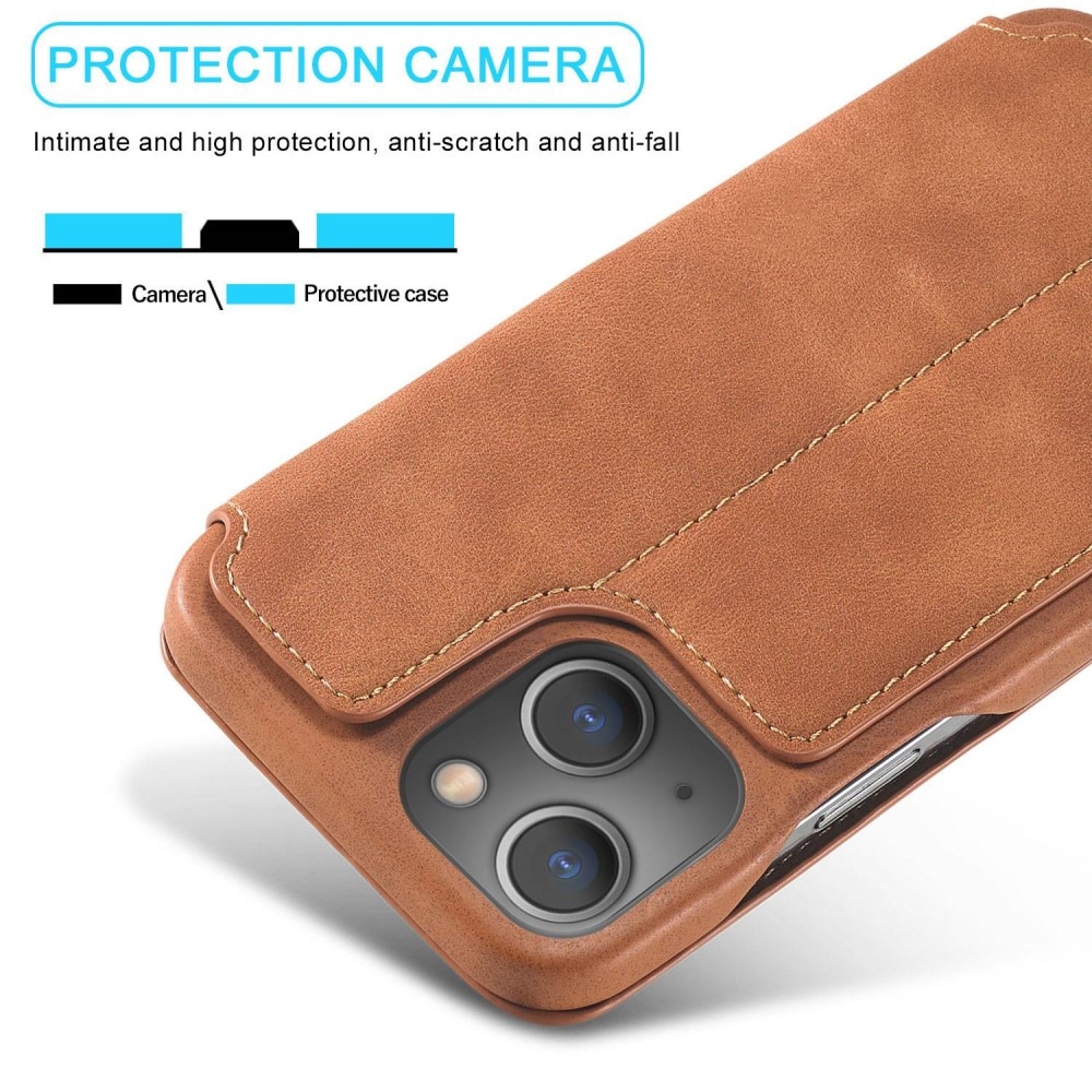 Funda delgada con solapa iPhone 14 Coñac