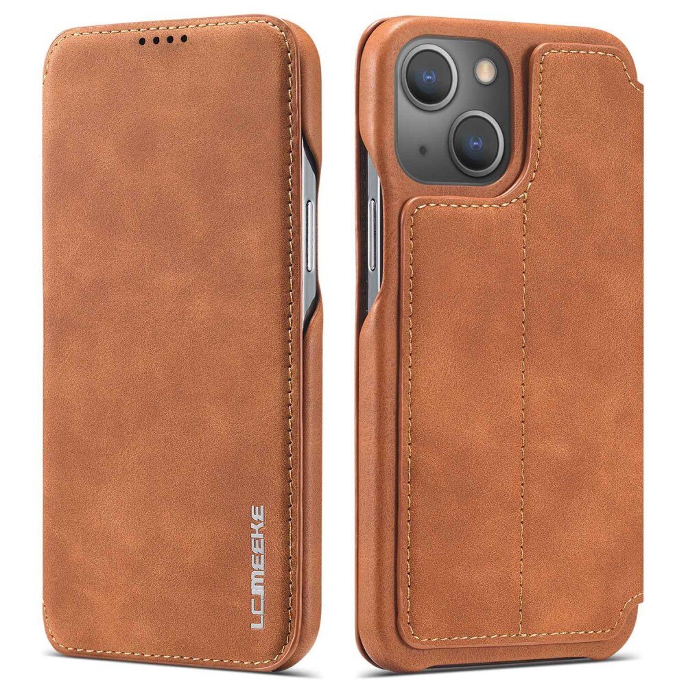 Funda delgada con solapa iPhone 14 Plus Coñac