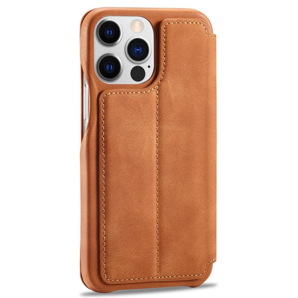 Funda delgada con solapa iPhone 14 Pro Coñac