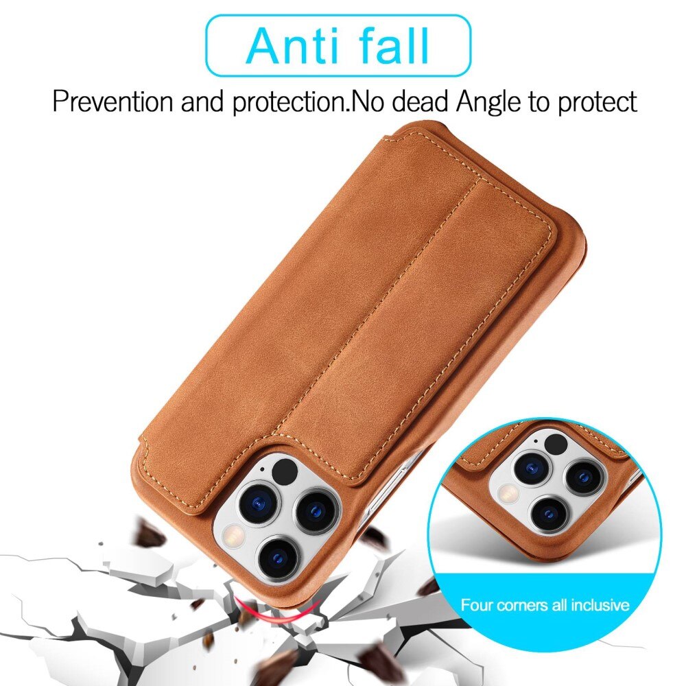 Funda delgada con solapa iPhone 14 Pro Coñac