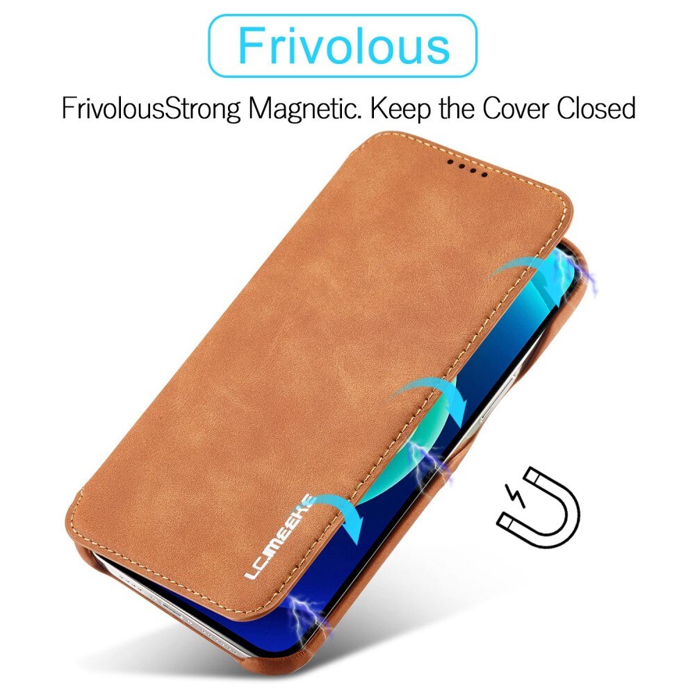 Funda delgada con solapa iPhone 14 Pro Coñac