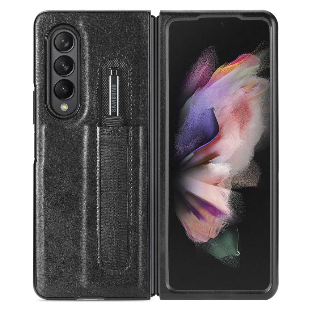 Funda de cuero con portalápices S-Pen Samsung Galaxy Z Fold 4 Negro