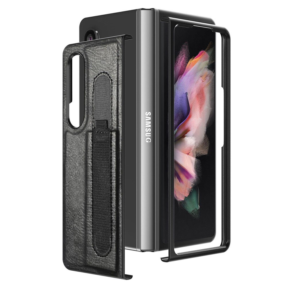 Funda de cuero con portalápices S-Pen Samsung Galaxy Z Fold 4 Negro