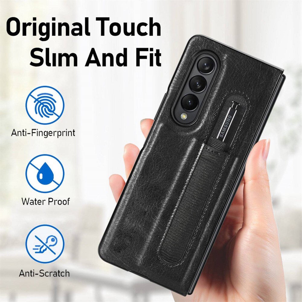 Funda de cuero con portalápices S-Pen Samsung Galaxy Z Fold 4 Negro