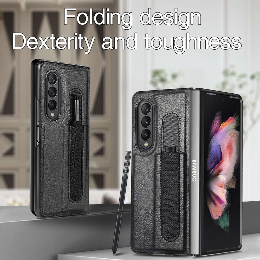 Funda de cuero con portalápices S-Pen Samsung Galaxy Z Fold 4 Negro