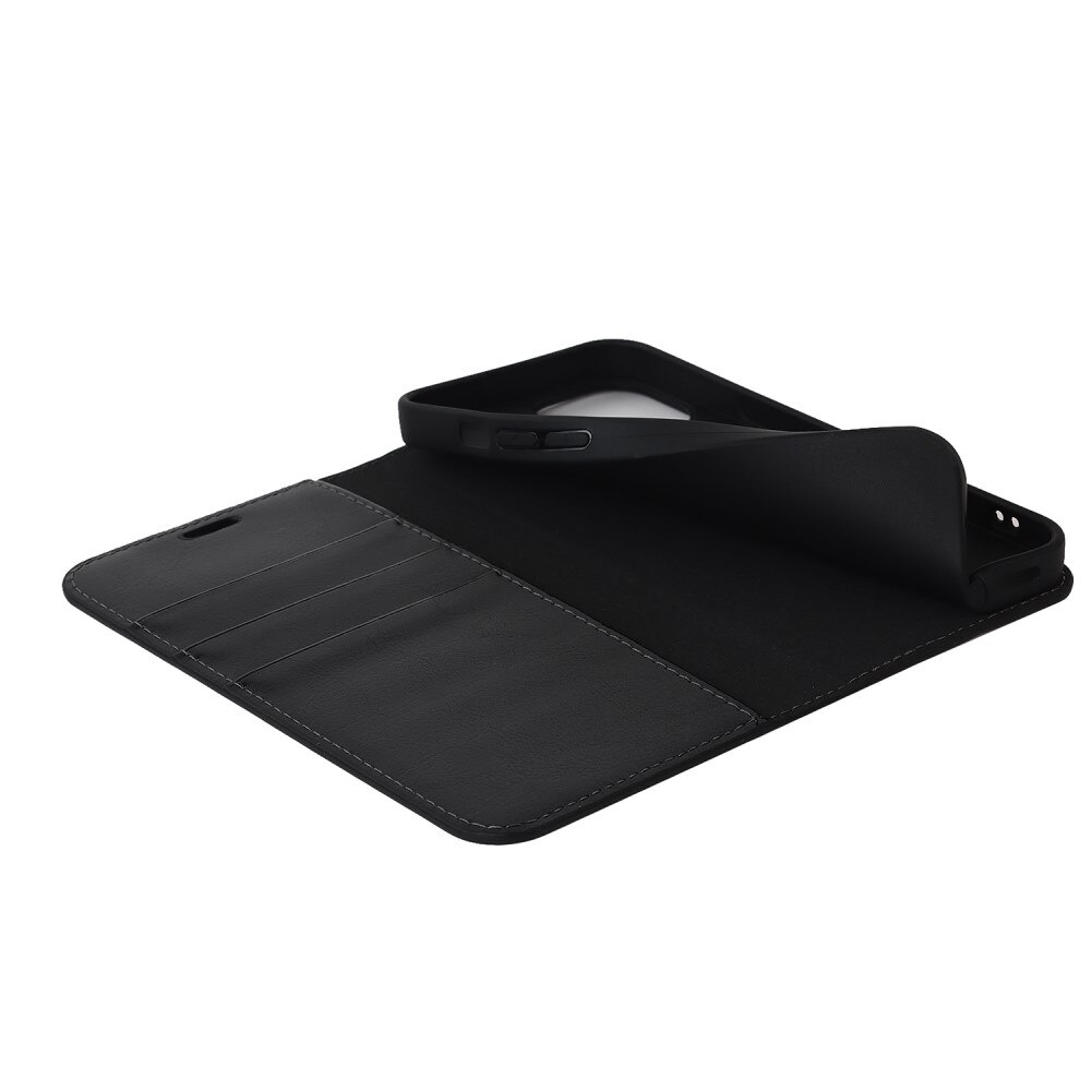 Funda cartera de cuero genuino iPhone 14 Negro